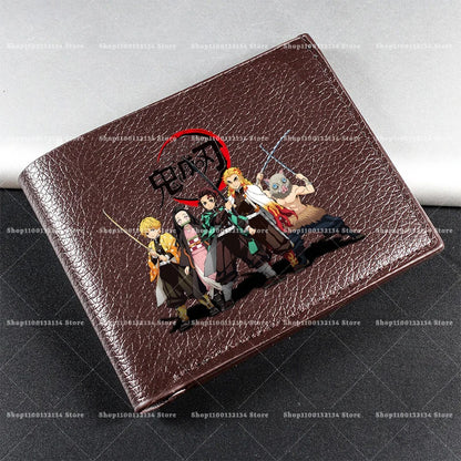 Demon Slayer Man Wallet Anime Print Short Wallets Portable Card Pack Fashion Zipper Coin Purse Adult Card Holder Male Money Bag