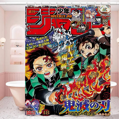 D-Demon Slayer 1pc Shower Curtain Polyester Waterproof Shower Curtain Bathroom Partition Curtain Decoration Accessories