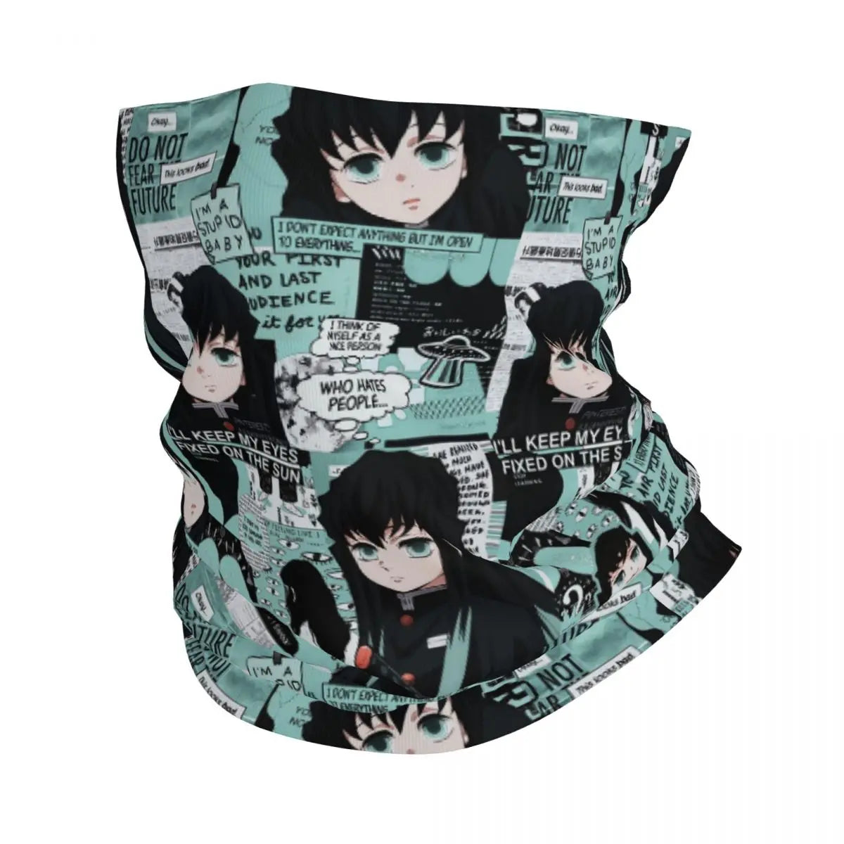 Custom Manga Demon Slayer Bandana Neck Gaiter for Hiking Camping Men Women Wrap Scarf Kimetsu No Yaiba Balaclava Warmer