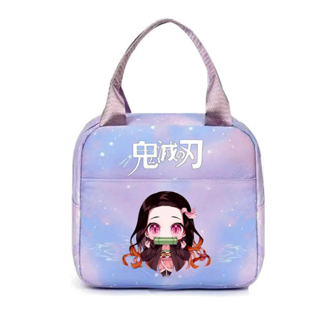 Demon Slayer nezuko kamado Tote Thermal Lunch Box Bag Women Office Student Bento Storage Insulation Bags Lunch Bag for Kid