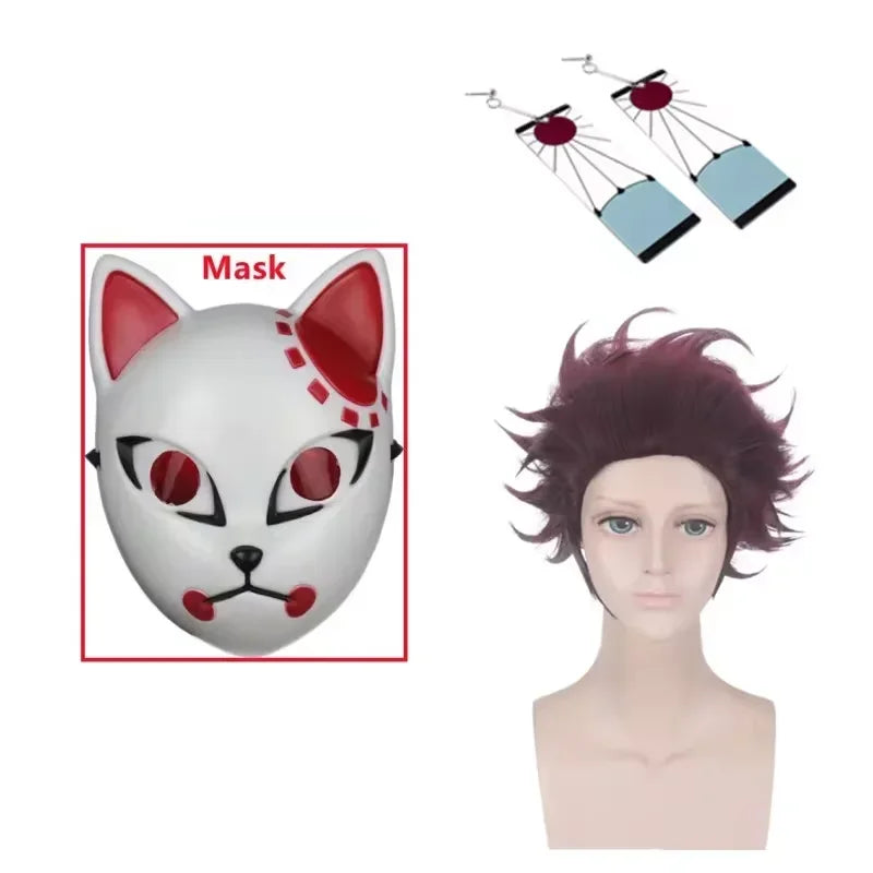 Anime Tanjirou Kamado Cosplay   Cosplay Costume Wig Mask Kimono Cloak halloween Uniform Adult  2026