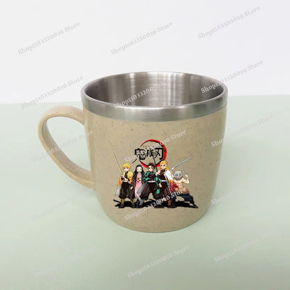 Demon Slayer Kimetsu No Yaiba Double Layer Anti-scalding Water Cup Anime 304 Stainless Steel Milk Mug Anti Drop Water Glass Gift