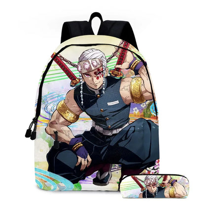 Anime Demon Slayer Series Tanjirou Nezuko Zenitsu Kochou Shinobu Backpack School Bag School Bag Student Pen Case Set Cute Gift