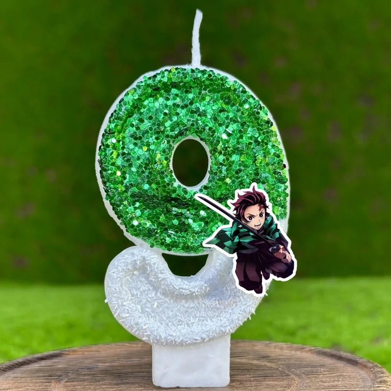 Demon Slayer Tanjirou Digital Candle Number 0-9 Kids Birthday Cake Decoration Supplies Cartoon Anime Party Accessories Supplies