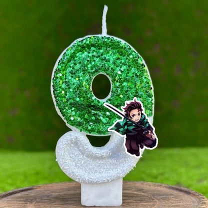 Demon Slayer Tanjirou Digital Candle Number 0-9 Kids Birthday Cake Decoration Supplies Cartoon Anime Party Accessories Supplies