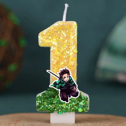 Demon Slayer Tanjirou Digital Candle Number 0-9 Kids Birthday Cake Decoration Supplies Cartoon Anime Party Accessories Supplies