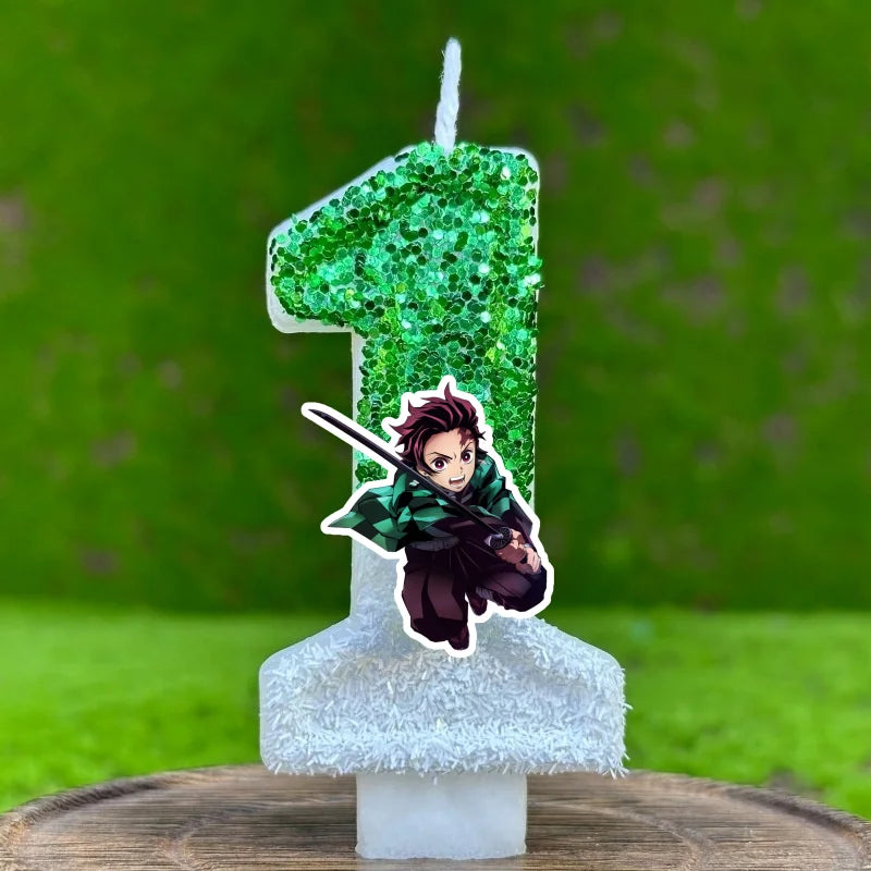 Demon Slayer Tanjirou Digital Candle Number 0-9 Kids Birthday Cake Decoration Supplies Cartoon Anime Party Accessories Supplies