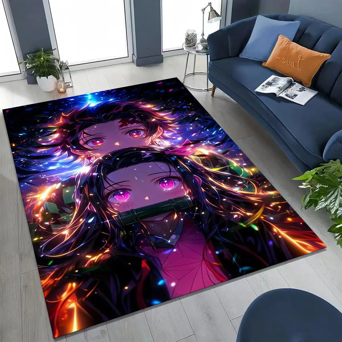 Tapis Tanjiro et Nezuko néon