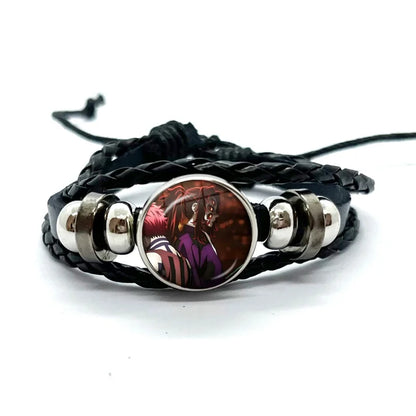 Kokushibo Anime Figure Leather Bracelets Cosplay Eyes Cartoon Horror Multilayer Braided Bracelets Bangles Handmade Jewelry Gifts