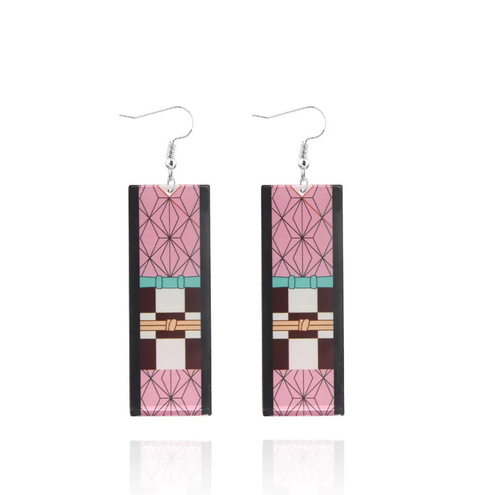 Creative Trinket Acrylic Tanjiro Earrings for Women Girl Accessories Handmade Hoop Earring Anime Jewelry earrings pendientes