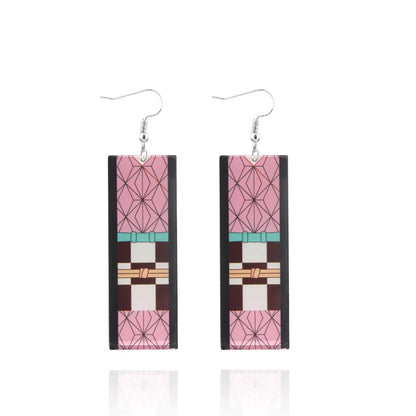 Creative Trinket Acrylic Tanjiro Earrings for Women Girl Accessories Handmade Hoop Earring Anime Jewelry earrings pendientes