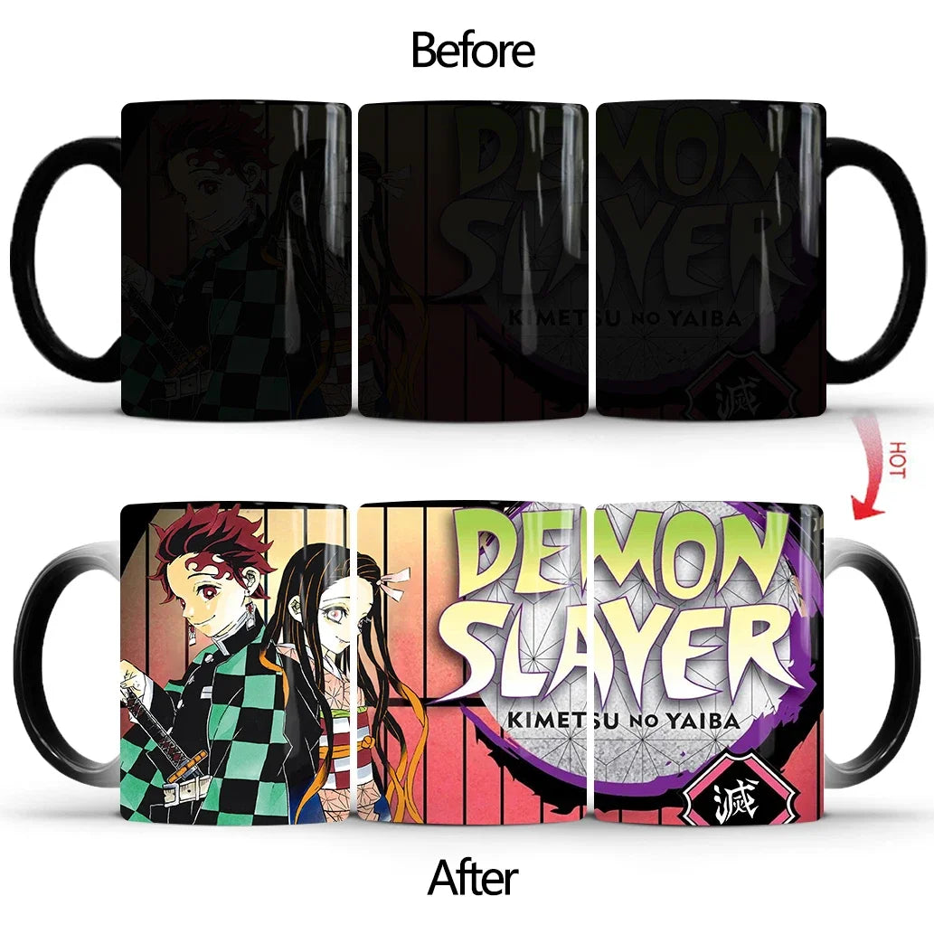 Demon Slayer Discoloration Mug Kimetsu No Yaiba Color Changing Cup Anime Ceramic Coffee Cup Heat Sensitive Milk Tea Mugs Novelty