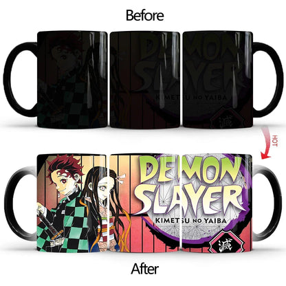 Demon Slayer Discoloration Mug Kimetsu No Yaiba Color Changing Cup Anime Ceramic Coffee Cup Heat Sensitive Milk Tea Mugs Novelty