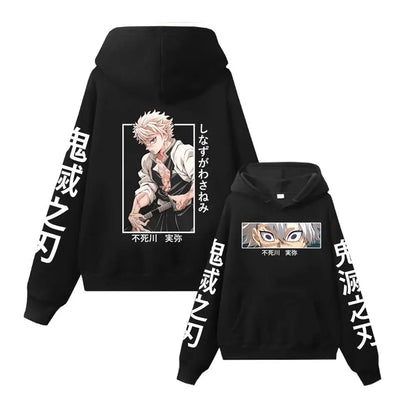 Demon Slayer Anime Hoodie Shinazugawa Sanemi Print Hooded Men Women Clothes Casual Loose Streetwear Harajuku Unise