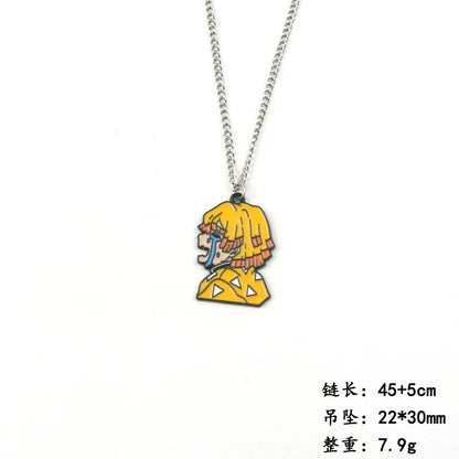 Anime Demon Slayer Cosplay Accessory Kimetsu No Yaiba Pendant Necklace Tanjiro Kamado Spray Paint Oil Drop Alloy Charm Jewelry