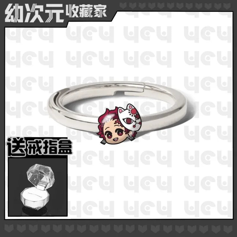 Demon Slayer Douma Tokitou Muichirou Tomioka Giyuu 2D Ring Fashion Personalized Cosplay Accessories Anime Original Niche Gift