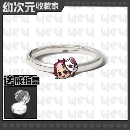 Demon Slayer Douma Tokitou Muichirou Tomioka Giyuu 2D Ring Fashion Personalized Cosplay Accessories Anime Original Niche Gift