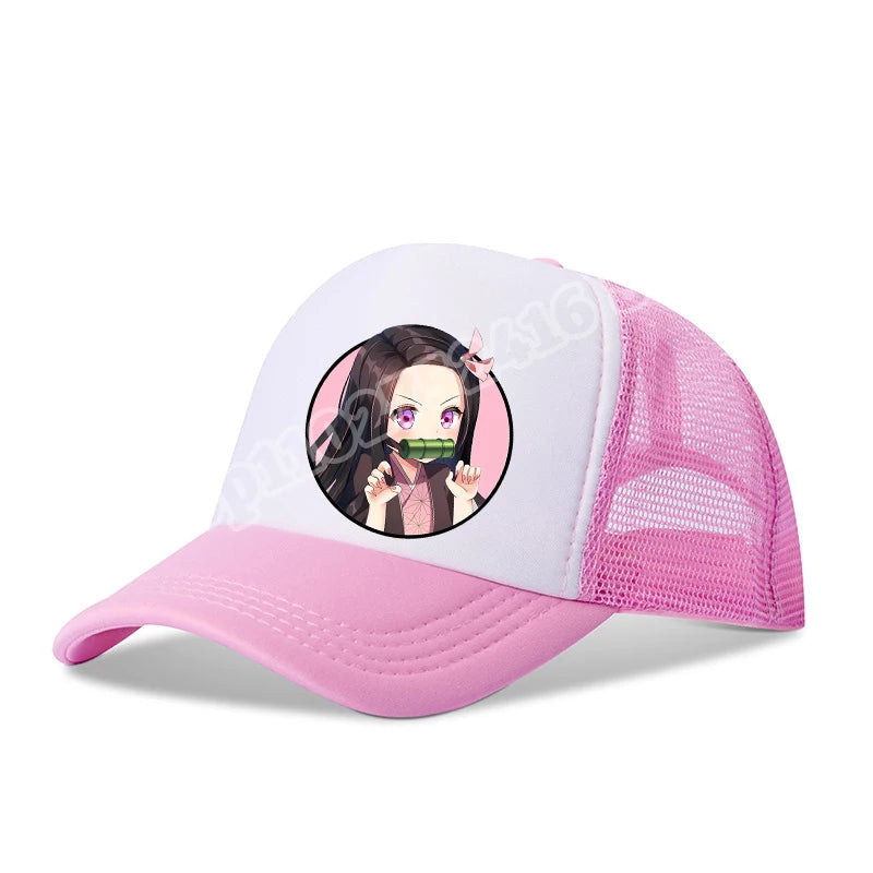 Demon Slayer Infinity Castle Baseball hat Kids Adults Anime Peaked Caps Cartoon Summer Breathable Mesh Hats Fashion Headwear
