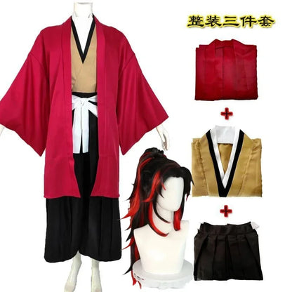 Anime Tsugikuni Yoriichi Cosplay Costume Wig Halloween Party Kimono