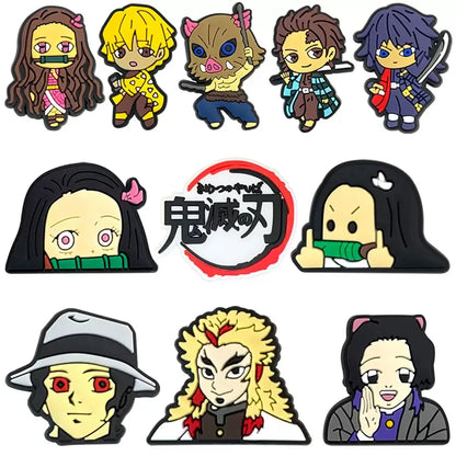 11-31pcs Hot Toys Japanese Popular Manga Demon Series Shoe Charms Cartoon Clog Sandal Shoes Accessories Decoration Kids Gifts