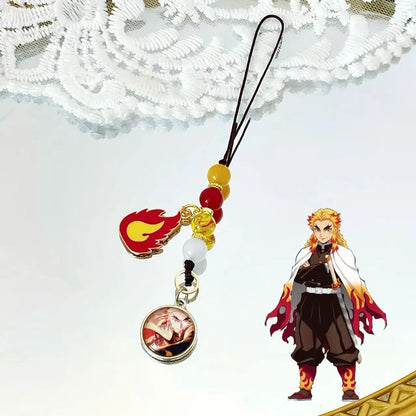 Anime Demon Slayer Periphery Hand Rope Tanjiro Kamado Giyu Tomioka Kyojuro Rengoku 15 styles Keychain Decorations Christmas Gift