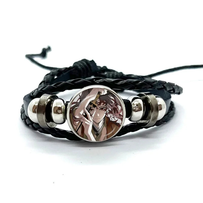 Kokushibo Anime Figure Leather Bracelets Cosplay Eyes Cartoon Horror Multilayer Braided Bracelets Bangles Handmade Jewelry Gifts