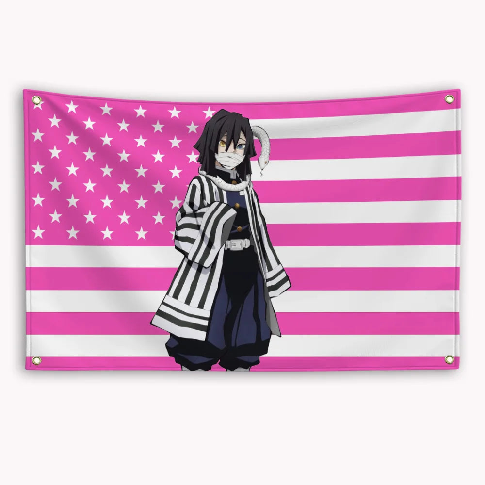 Anime Demon Slayer American Flag Rengoku Kyoujurou Kochou Shinobu Banner Advertising Home Decor Items Tapestry Garage Flags Hang