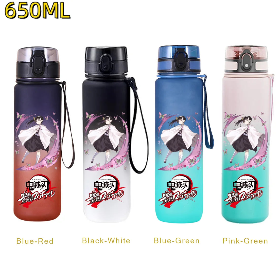 650ML Demon Slayer Kamado Tanjirou Rengoku Kyoujurou Portable Sports Water Bottle Leak Proof Outdoor Travel Sports Fitness Jugs
