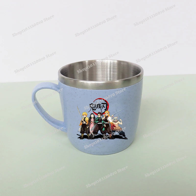 Demon Slayer Kimetsu No Yaiba Double Layer Anti-scalding Water Cup Anime 304 Stainless Steel Milk Mug Anti Drop Water Glass Gift