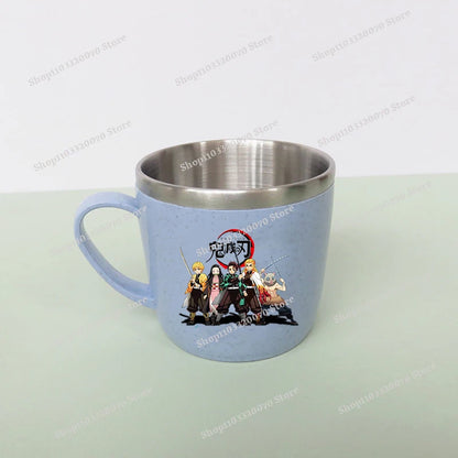 Demon Slayer Kimetsu No Yaiba Double Layer Anti-scalding Water Cup Anime 304 Stainless Steel Milk Mug Anti Drop Water Glass Gift