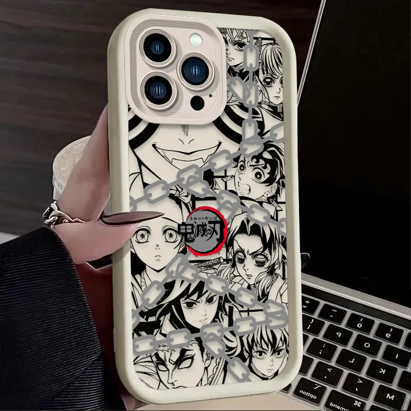 Demon Slayer Anime Line Art Cool Soft Phone Case for IPhone 17 Air 16 16E 15 14 13 12 11 Pro Max X XS X S Max XR SE 2020 SE4 7 8