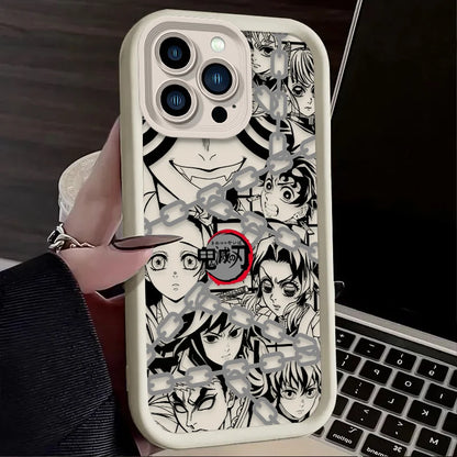 Demon Slayer Anime Line Art Cool Soft Phone Case for IPhone 17 Air 16 16E 15 14 13 12 11 Pro Max X XS X S Max XR SE 2020 SE4 7 8