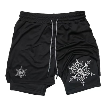 Akaza Men's 2-in-1 Shorts cotton blend fitness Gym pants Demon Slayer Japanese Anime Double Layer Quick-Drying Sports sweatpants