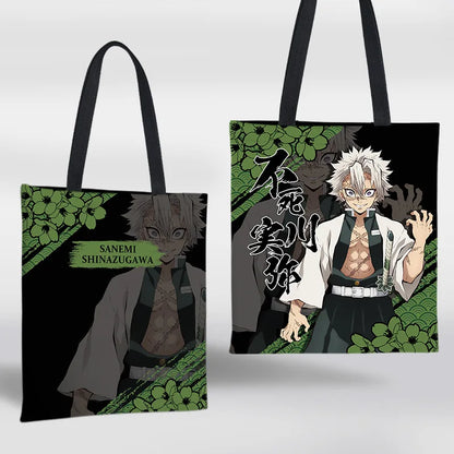 Demon Slayer Mini Shoulder Bag Tanjirou Nezuko Tote Bag Anime Canvas Backpack for Travel Hand-Painted Tote Bag Simple Style Gift