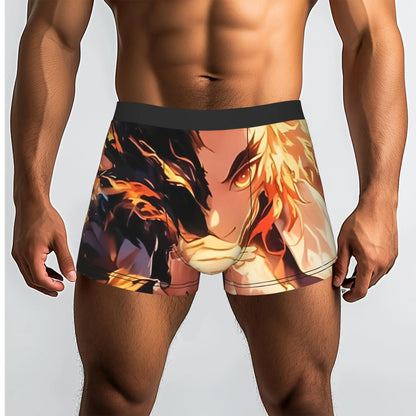 The Battle Crazed Demon   Akaza Bandai Demon Slayer Underpants Breathbale Panties Men's Underwear Print Shorts Boxer Briefs