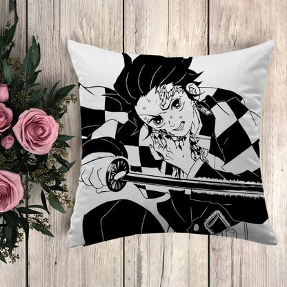 Pillow Demon Slayer Cushion Cover 45*45 Pillowcase Decorative Pillows for Sofa Pilow Cases Pillowcases 50x50 Car Decoration Body