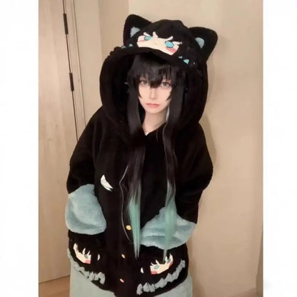Y2K New Tokitou Muichiro Winter Pajama Anime Peripherals Demon Slayer Soft Plush Jumpsuit Kawaii Cosplay Nightwear Girls Gift