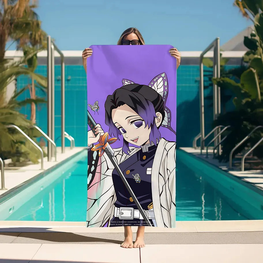 Beach Towels Demon Slayer Bathroom For Bath Sauna Personal Care Large Bath Towel Turban for Hair Drying Bathroom Set Accessories