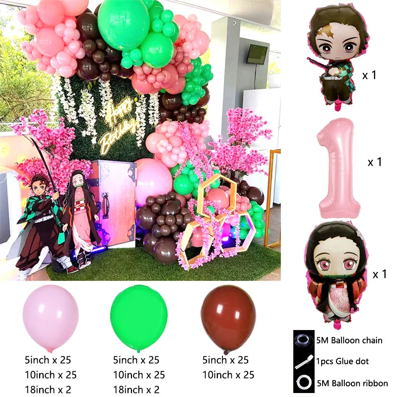 Anime Kimetsu No Yaiba Balloon Garland Assembly Kit Stylish Party Decoration Supplies for Birthday Celebration