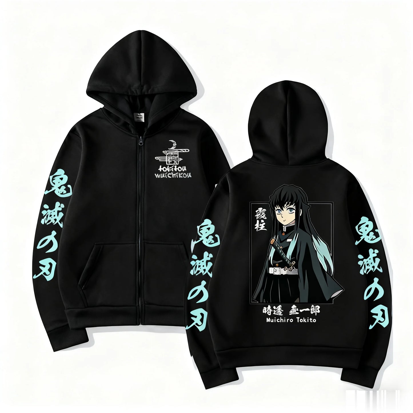 Demon Slayer Muichiro Tokit Hoodie Anime Jacket Zip Up Casual Tops Streetwear 2026 Autumn Winter Long Sleeve Pullover Men Women