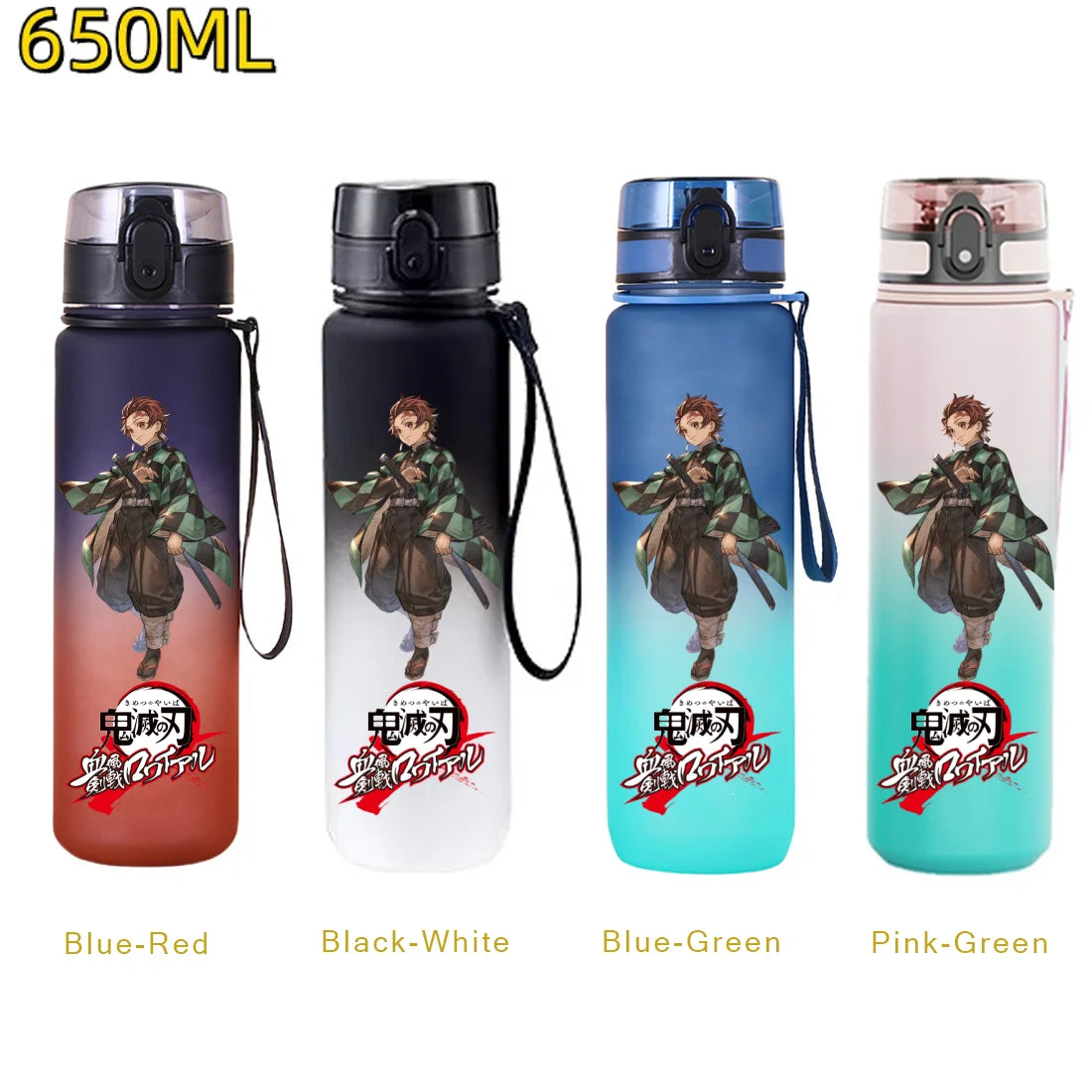 650ML Demon Slayer Kamado Tanjirou Rengoku Kyoujurou Portable Sports Water Bottle Leak Proof Outdoor Travel Sports Fitness Jugs