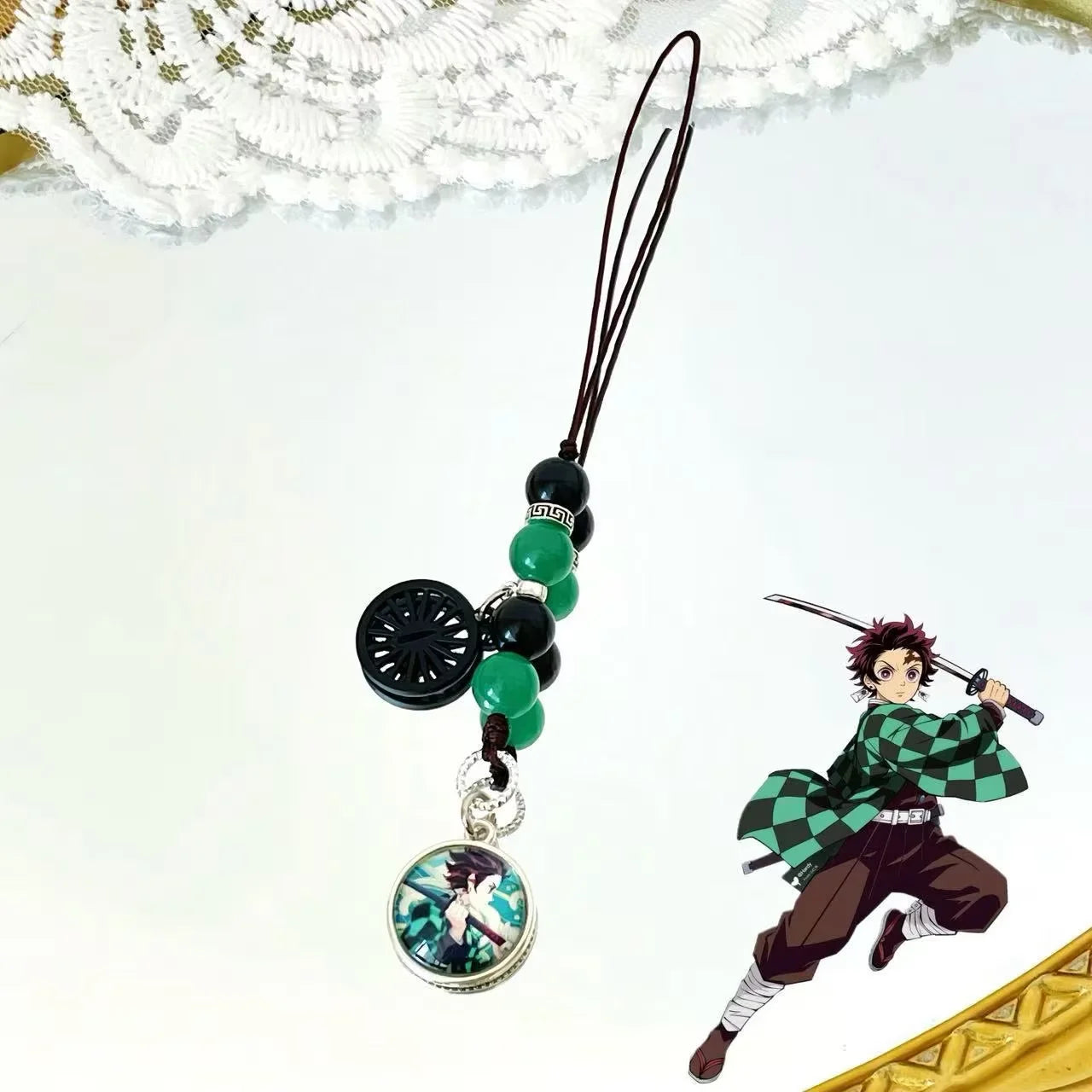 Anime Demon Slayer Periphery Hand Rope Tanjiro Kamado Giyu Tomioka Kyojuro Rengoku 15 styles Keychain Decorations Christmas Gift