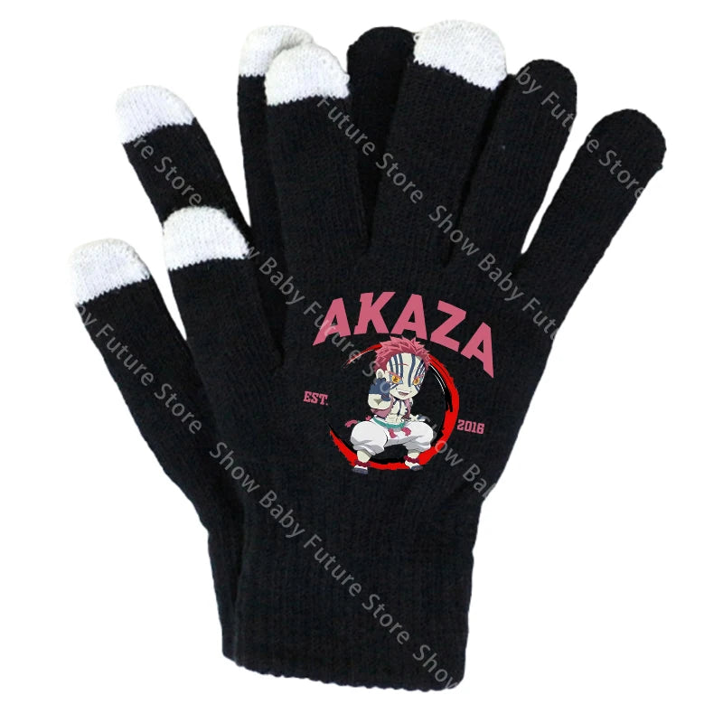 19CM Adult Gloves Demon Slayer Infinity Castle Boys Gloves Cartoon Tanjirou Screen Gloved Winter Anime Kids Birthday Cute Gifts