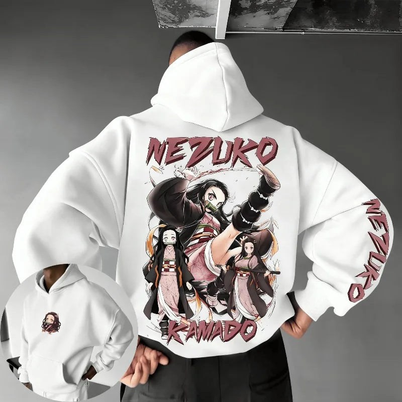 Demon Slayer Nezuko Kamado Anime Hoodie Pullover Sweatshirt Men Women Streetwear Casual Tops Cartoon Print Spring Autumn Fashion