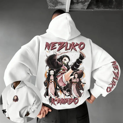 Demon Slayer Nezuko Kamado Anime Hoodie Pullover Sweatshirt Men Women Streetwear Casual Tops Cartoon Print Spring Autumn Fashion