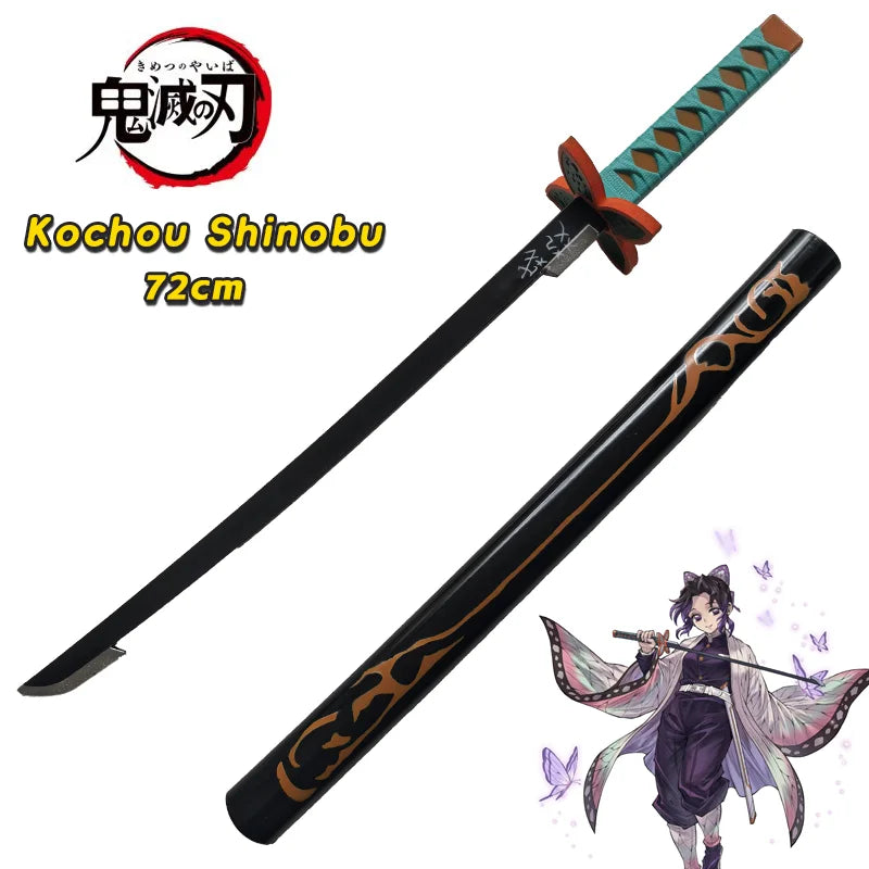 72cm Japanese Katana Samurai Sword Demon Slayer Katana Hashibira Inosuke Sword Kimetsu No Yaiba PU Ninja Knife Cosplay Toy Sword