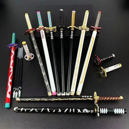 New 17 Styles Japan Anime Demon Slayer Model Gel Pen 0.5mm Black Refill Cosplay Prop Kid Student Gift SlayerWeapon Sword