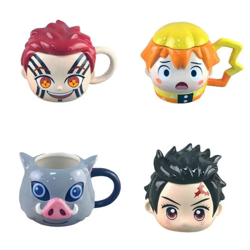 450ml Anime Demon Slayer Cosplay Ceramics Mug Water Cup Creative Akaza Kamado Tanjiro mug Shaped Coffee Milk Cup Ornament Gifts