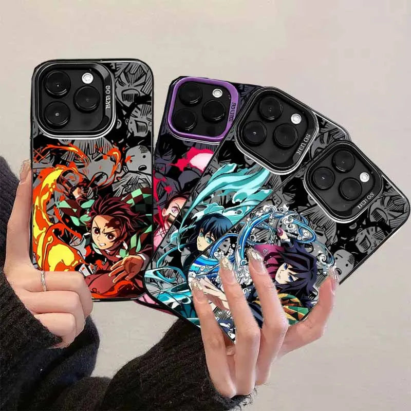 Demon Slayer Cartoon Anime Frosted Case for iPhone 17 Air 16 E 15 14 Plus 13 12 Mini 11 Pro Max Acrylic Sheet Silicone Cover