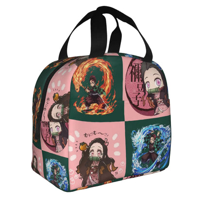 Cherry Nezuko Demon Slayer  Insulated Lunch Bags for Camping Travel Blossoms Sakura Portable Cooler Thermal Bento Box Women Men